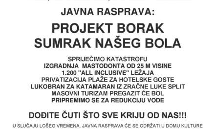 Javna rasprava o projektu hotela Borak u petak 29. 6.