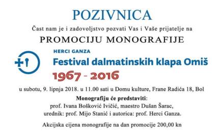 Promocija monografije o omiškom Festivalu dalmatinskih klapa ove subote 9. lipnja u Domu kulture