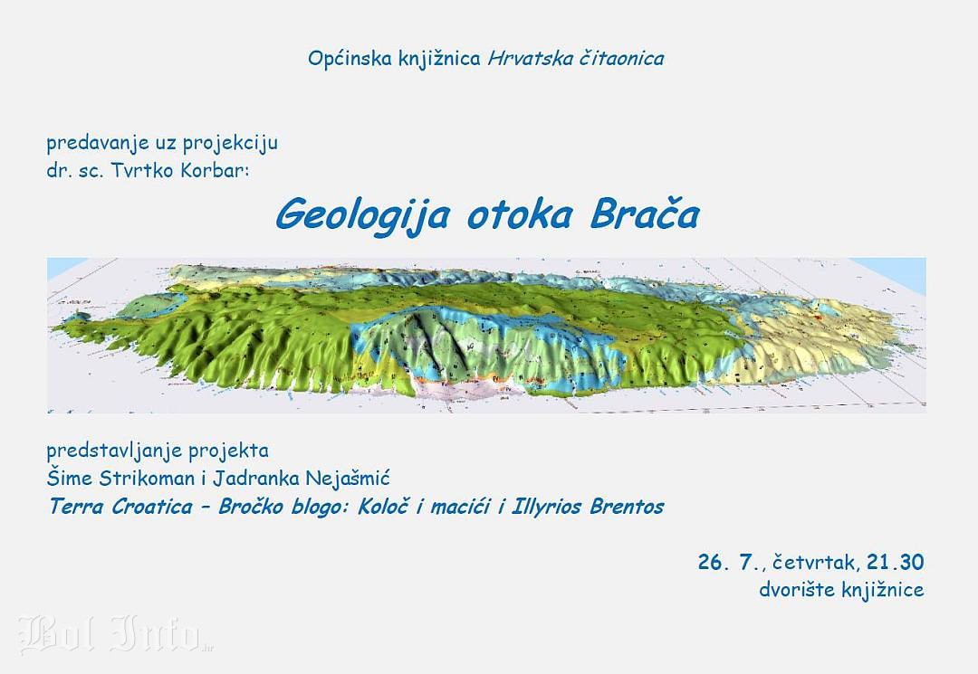 Predavanje o geologiji otoka Brača u dvorištu knjižnice večeras u 21.30 sati