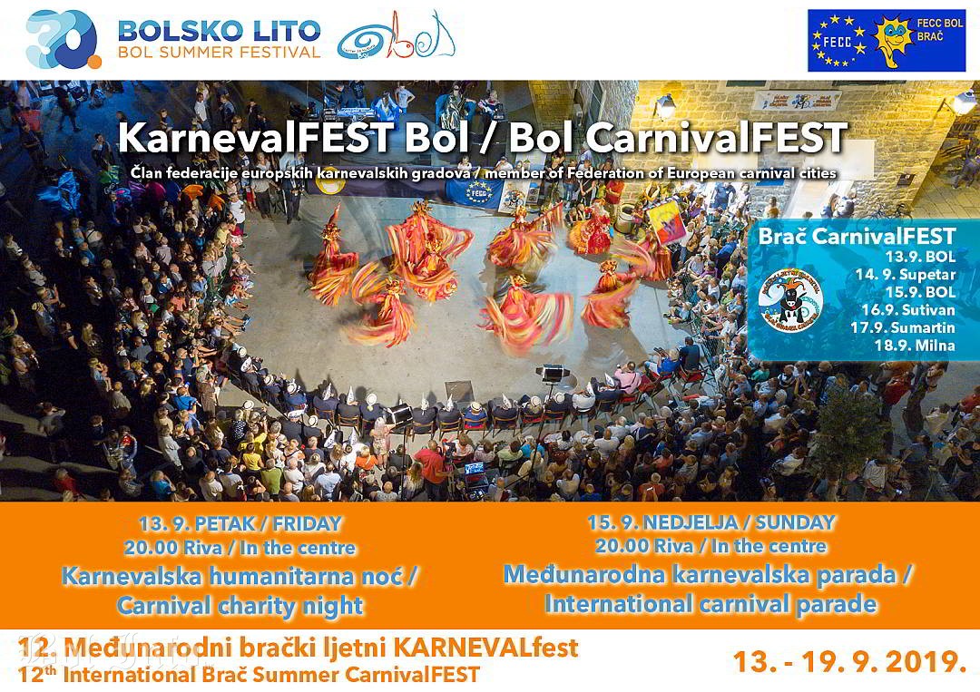 U Bolu u petak 13. rujna počinje 12. KarnevalFEST- Međunarodni brački ljetni karneval